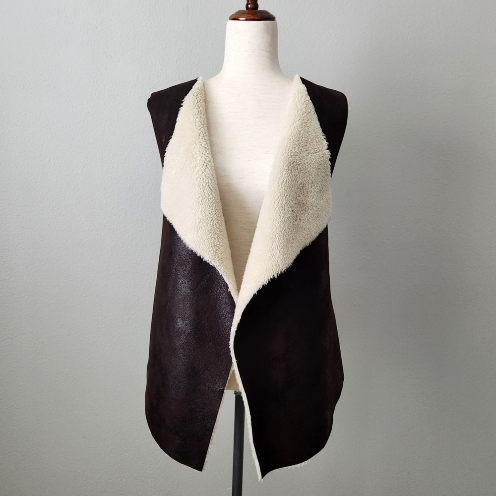 Nordstrom Cozy Rustic Faux Shearling Vest, Boho Fall Look, Size S/M